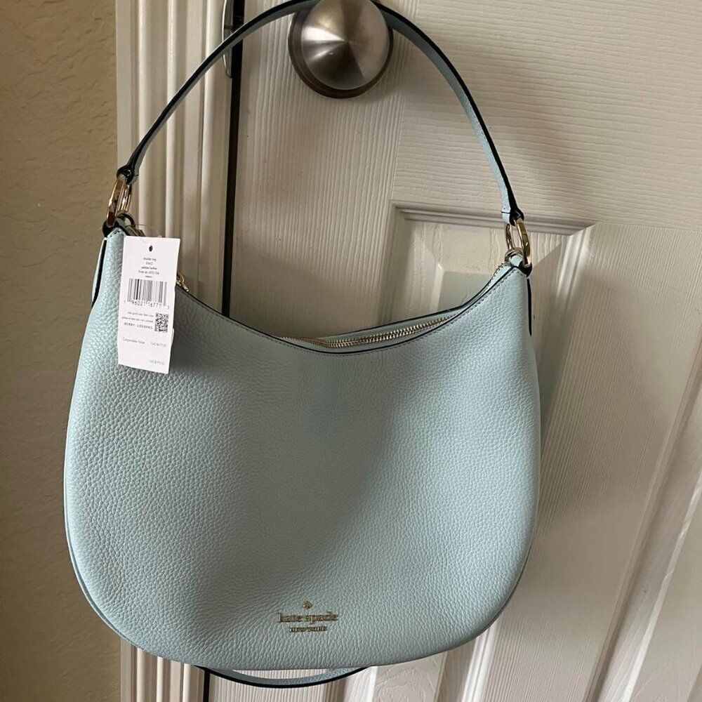 NWT Kate Spade Weston Frosty Sky Leather Large Shoulder Crossbody Bag K8453 $399 - Picture 3 of 8
